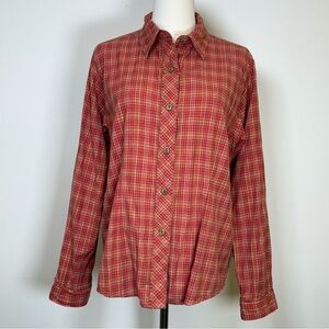 Woolrich ‘Katee’ Shirt Plaid Button Front 100% Cotton Women’s Size Medium
